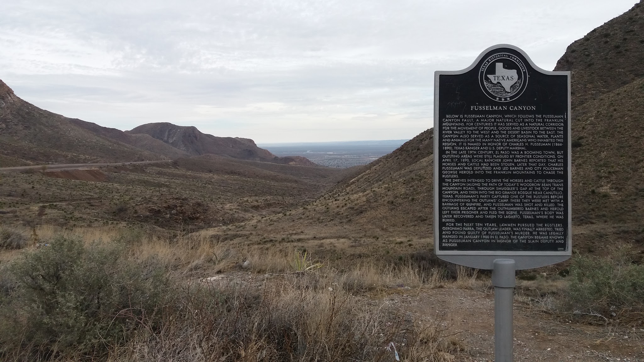 Bike climb Smugglers Pass East - Transmountain Drive - Fusselman canyon historical marker