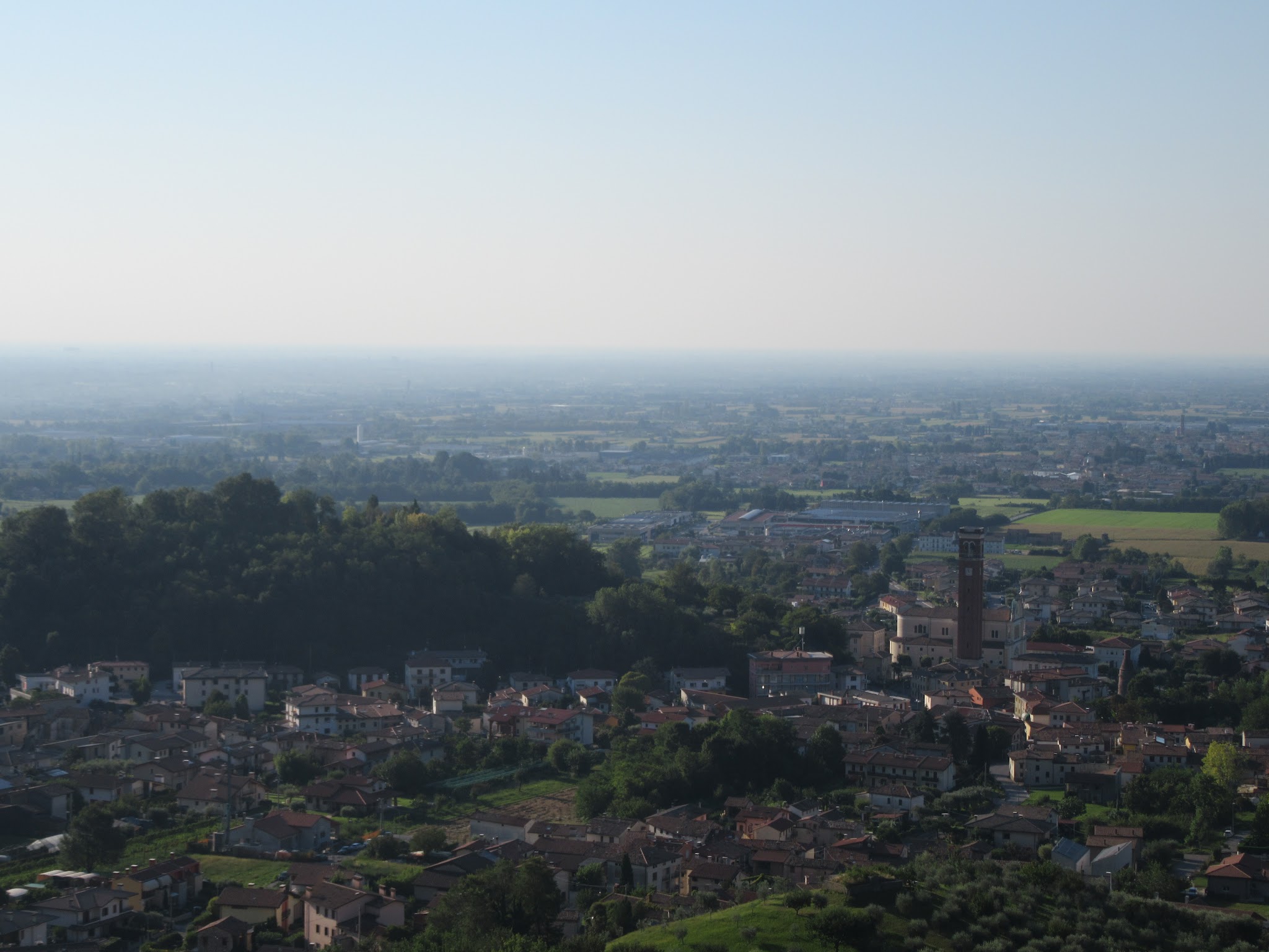 Climbing Monte Grappa from Romano d'Ezzilino by bike - view of Romano d'Ezzilino