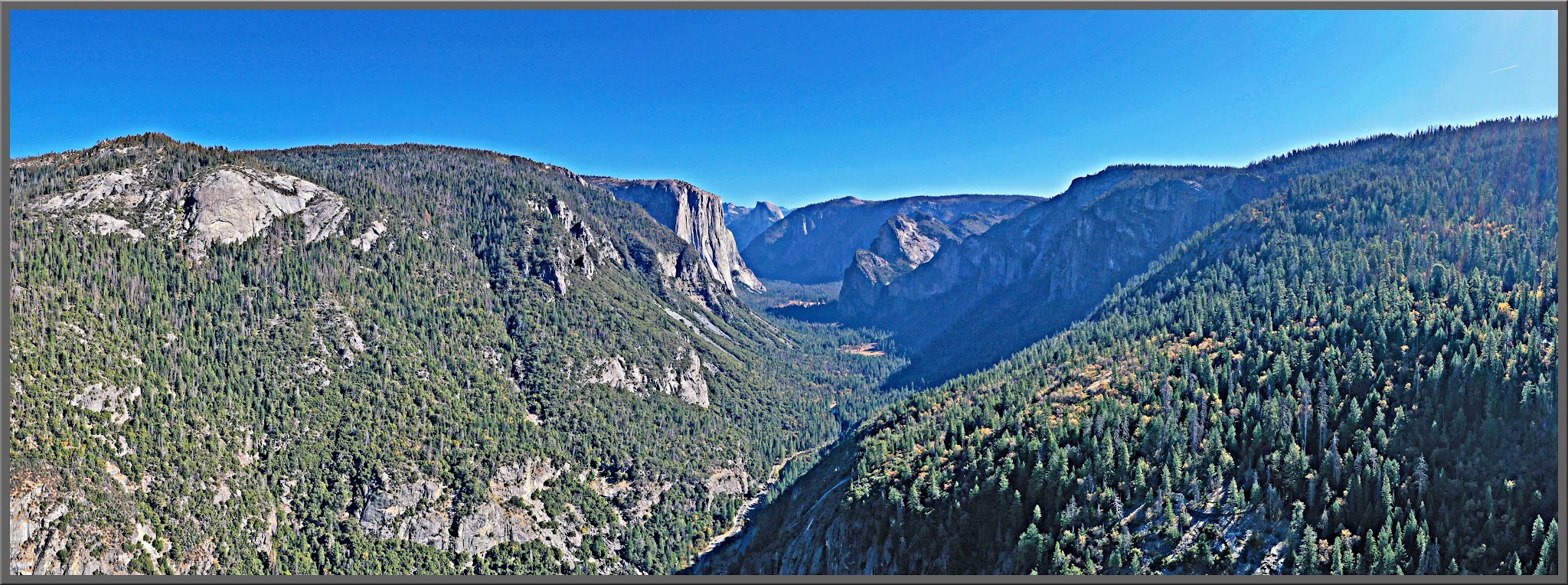Cycling Yosemite - drone photo of Yosemite Valley, El Capitan and Half Dome
