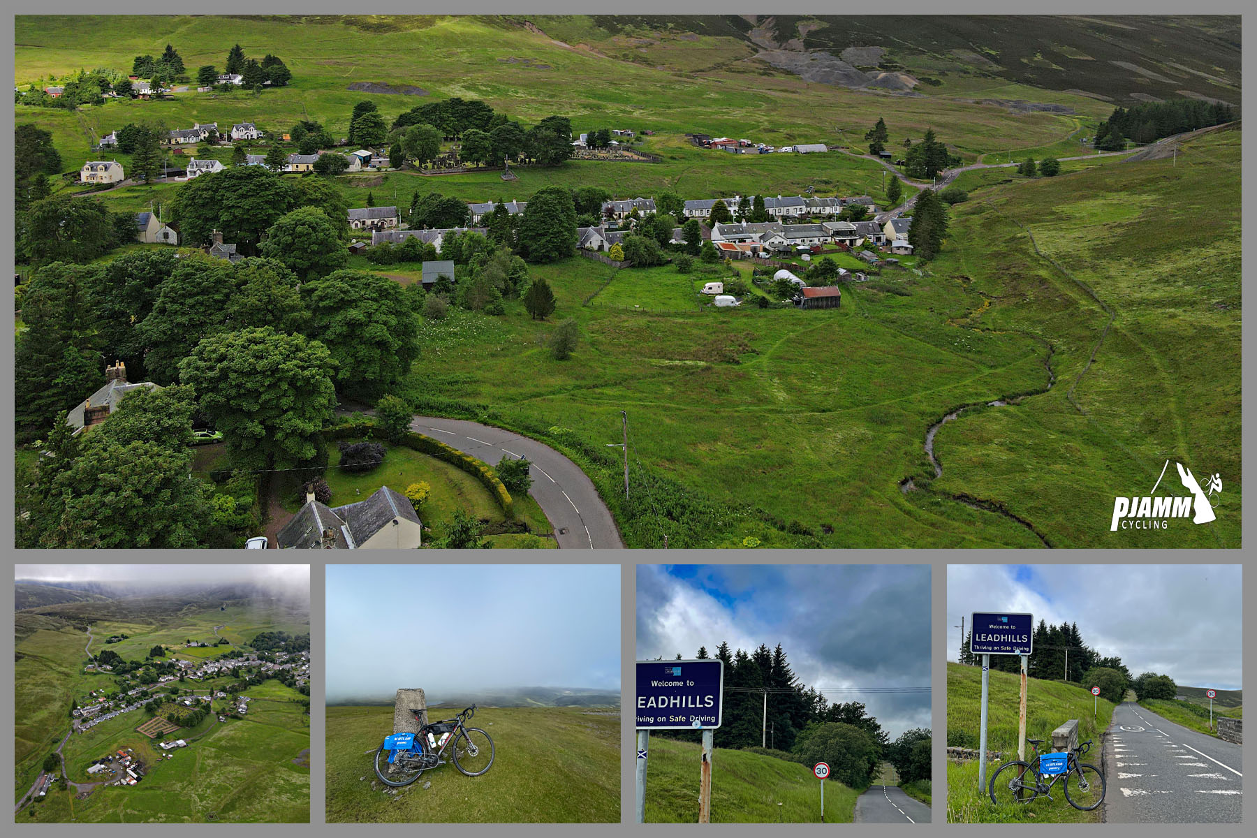 aerial drone view of village of Leadhills