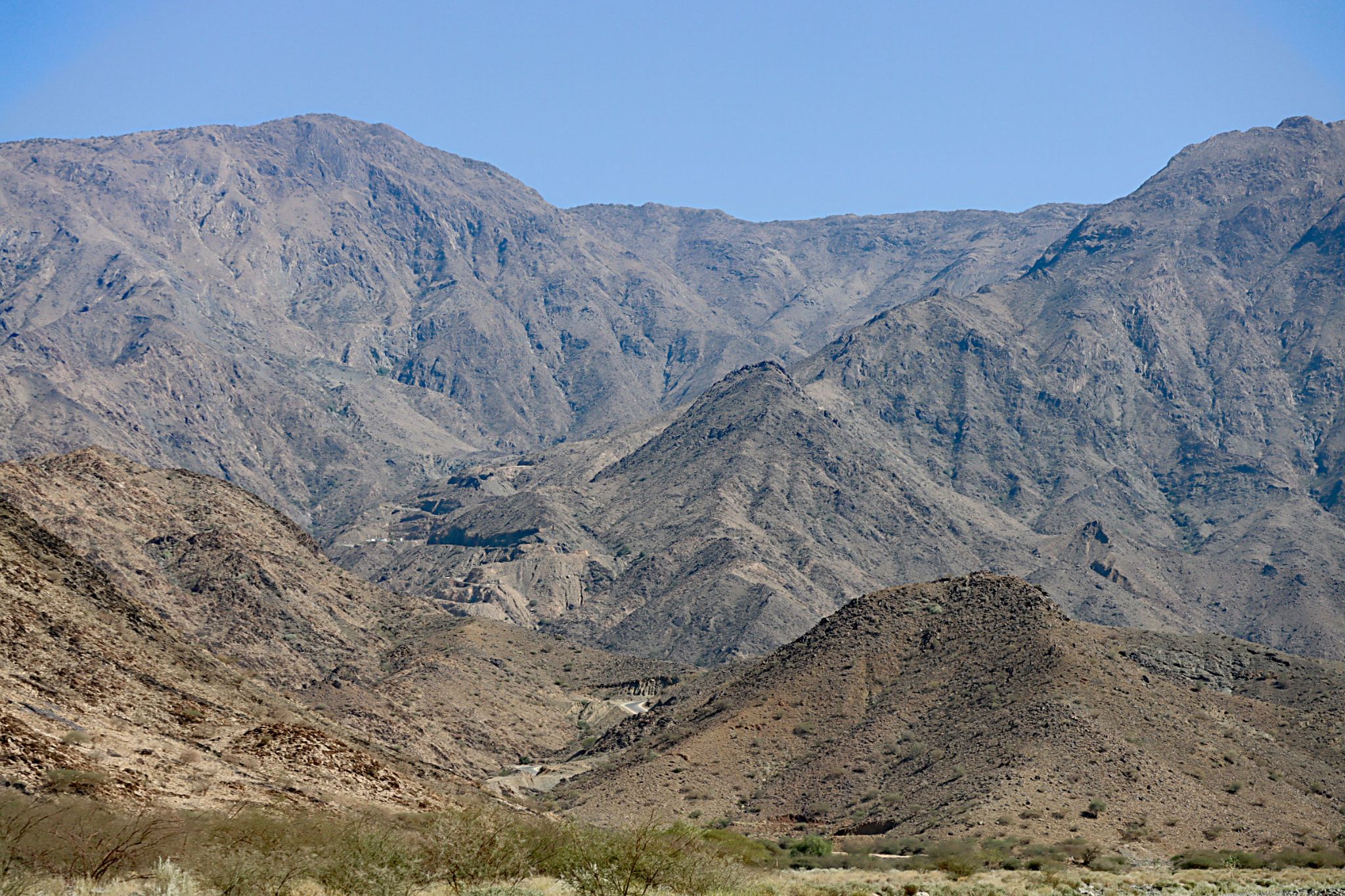 Asir Mountains, climb can be seen in the canyon left center