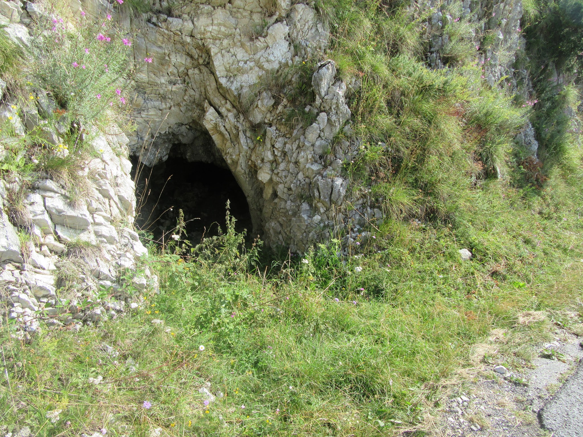 Bicycling Monte Grappa from Possagno  - WW I tunnel, roadway