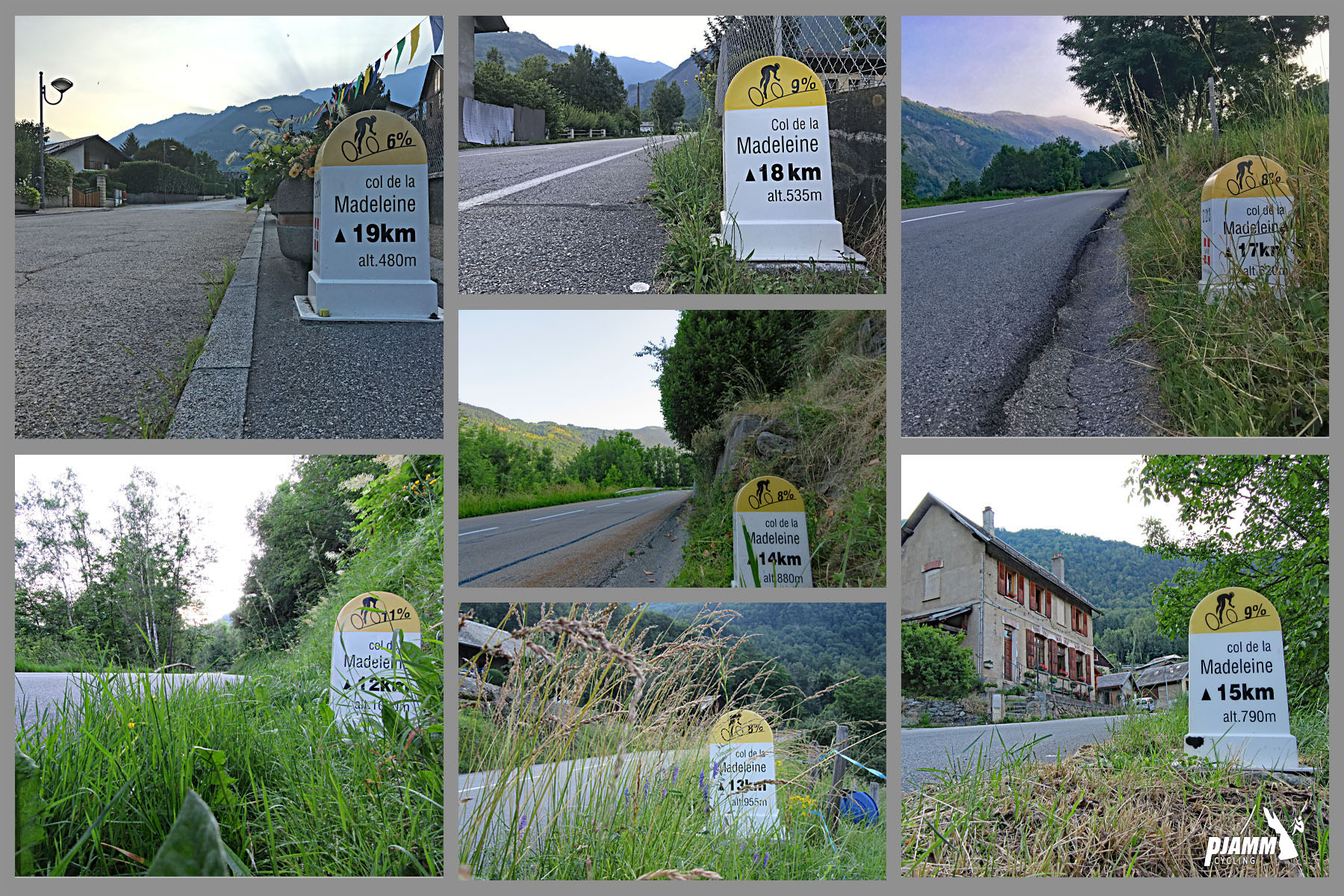yellow and white KM markers along the route