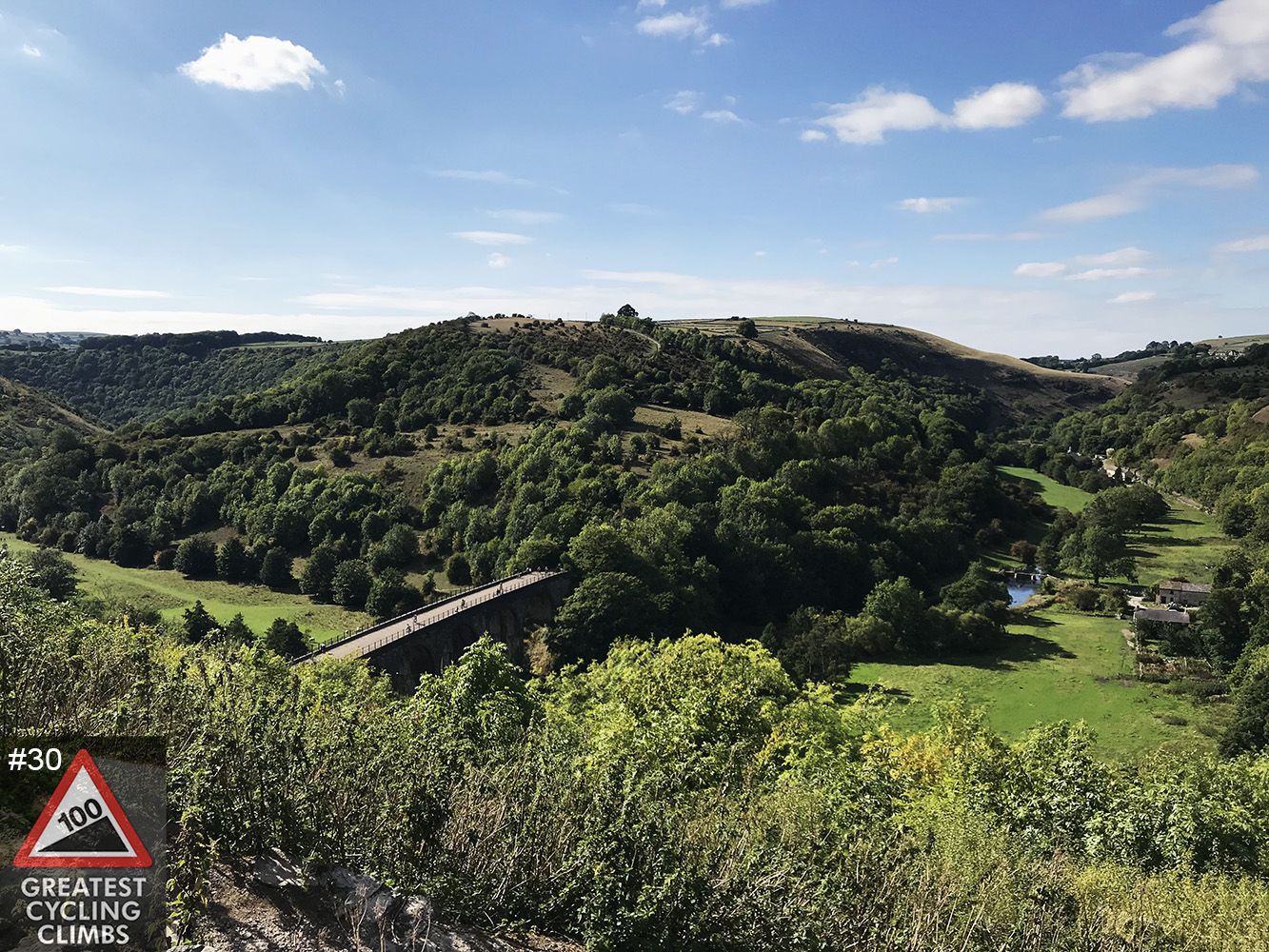 Cycling Monsal Head #30 100 Greatest Cycling Climbs, Britain - old rail bridge aerial photo from drone