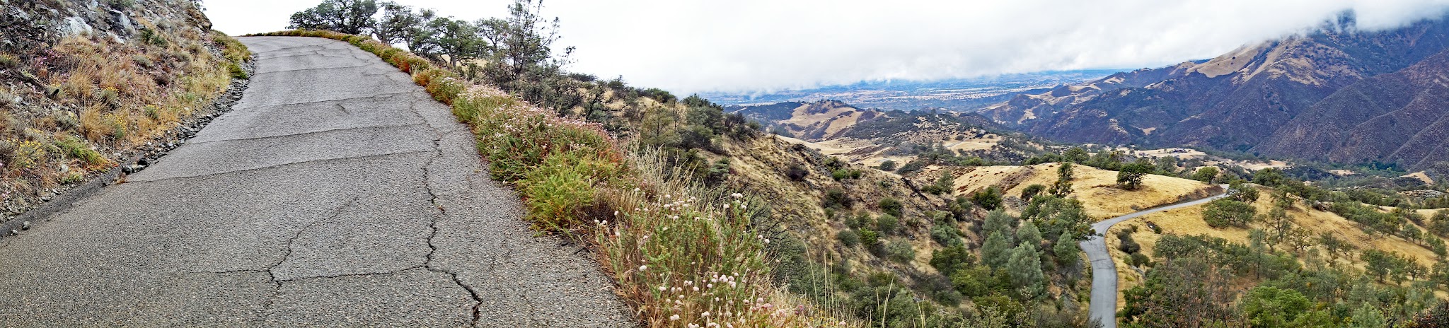 Bike climb on Figueroa Mountain Road West - photo of road and Santa Ynez Mountains. 