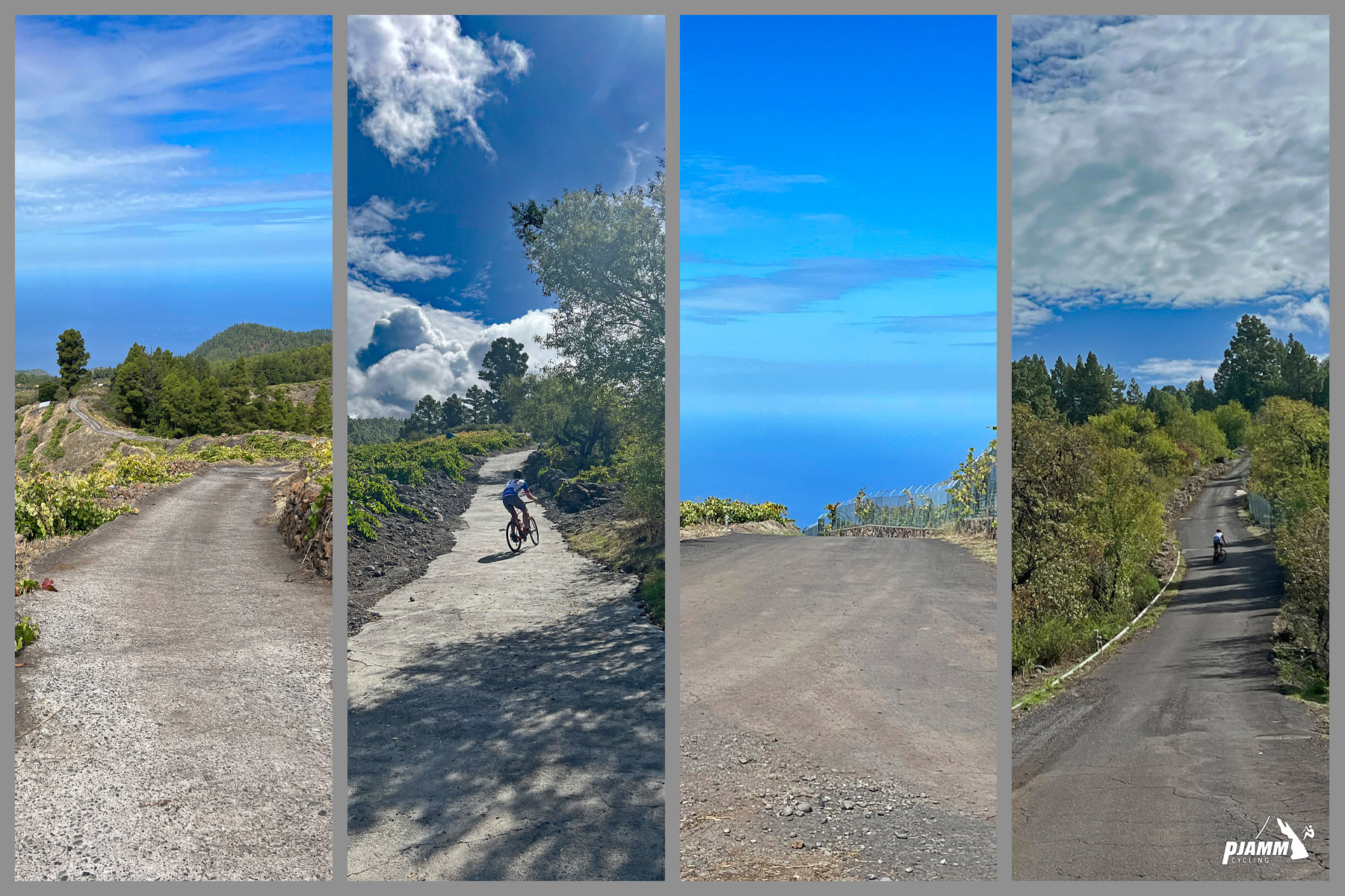 photo collage shows how steep the grade of the road is