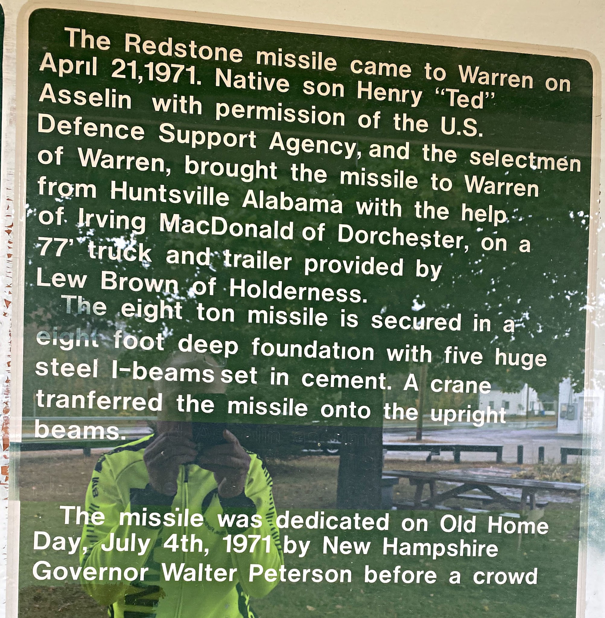 Cycling Route 118 South, New Hampshire - informational sign on Redstone Ballistic Missle