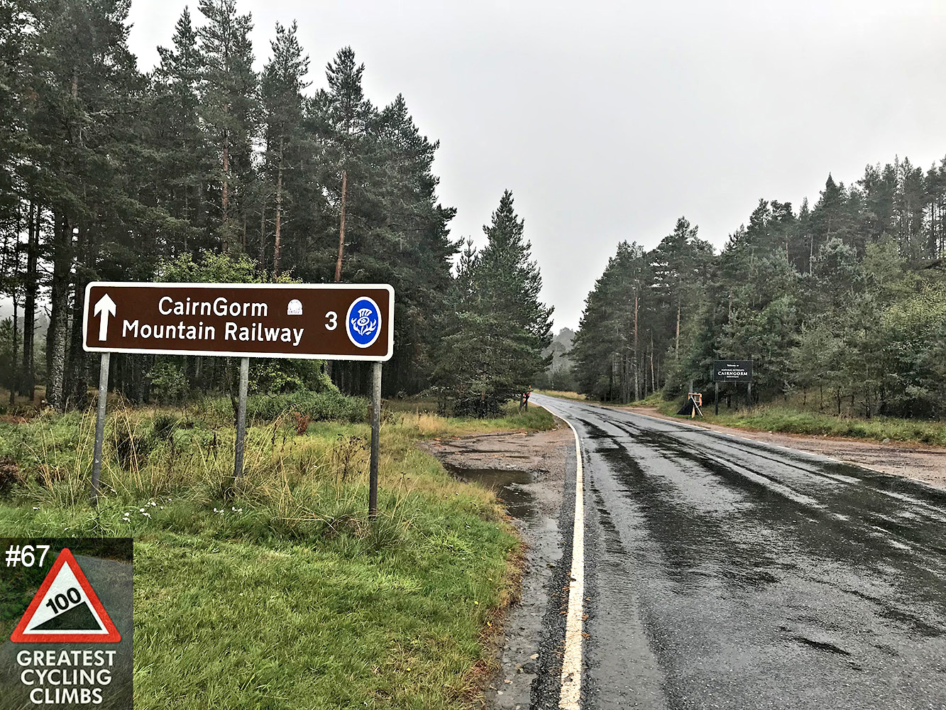 Cycling Cairn Gorm Cycling Cairn Gorm - sign, road, trees