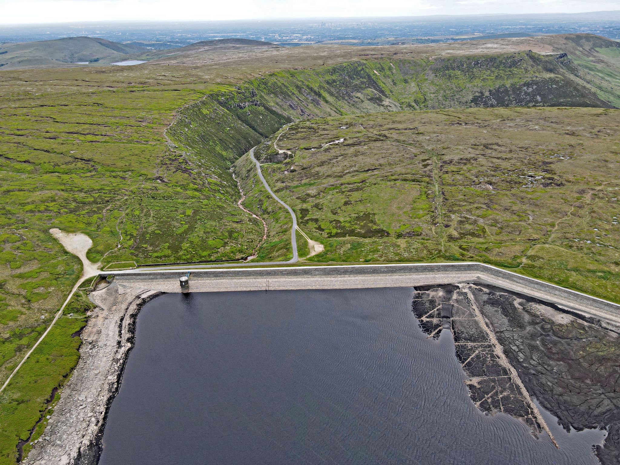 aerial drone view of Chew Reservoir