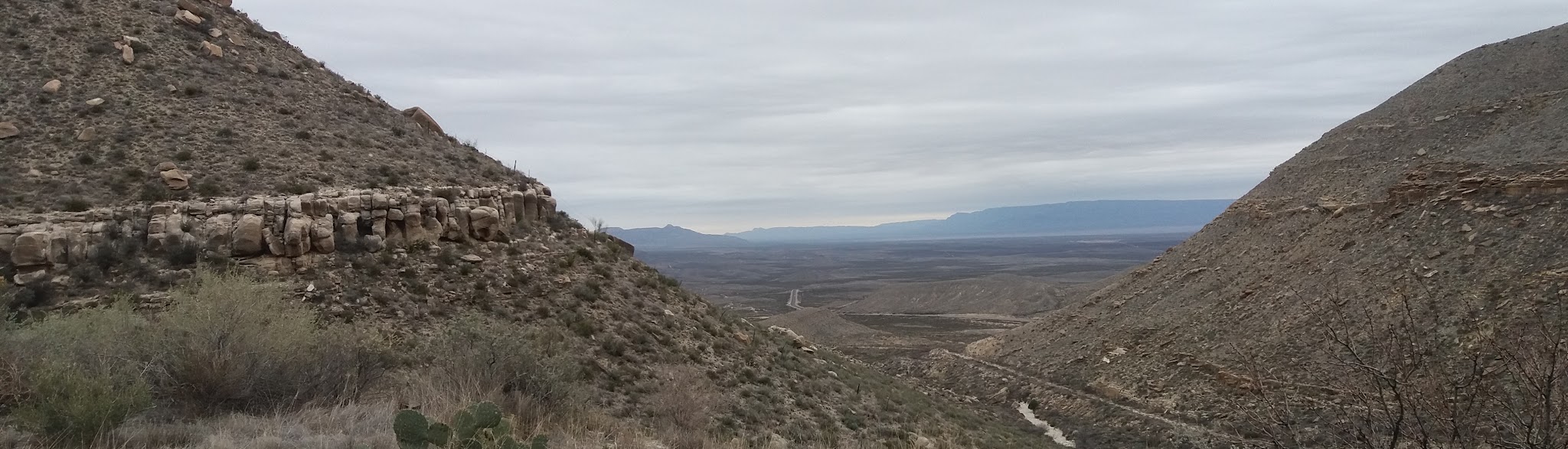 Cycling Guadalupe Mountains, roadway, plains and canyon