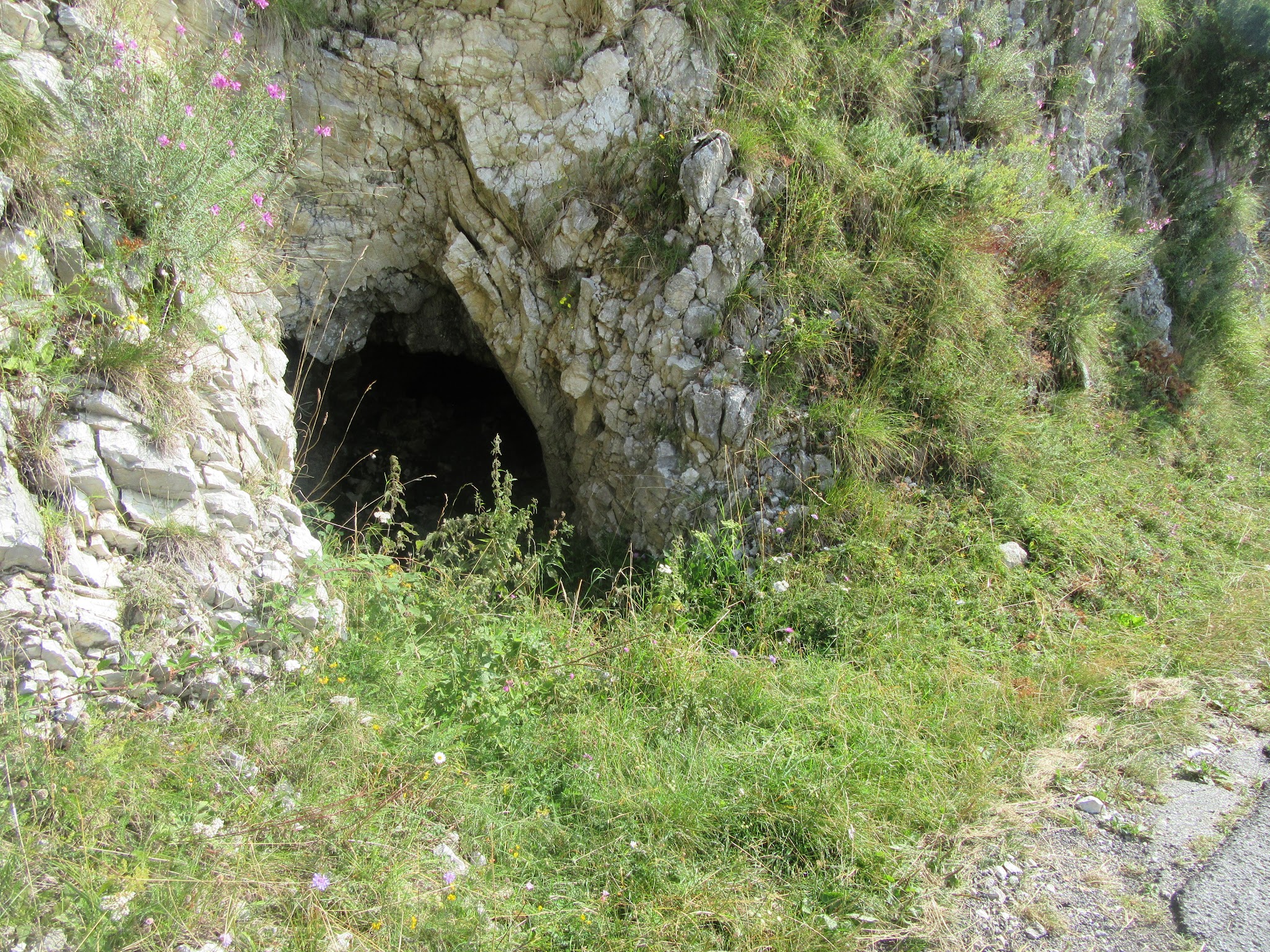 Bicycling Monte Grappa from Possagno  - WW I tunnel, roadway