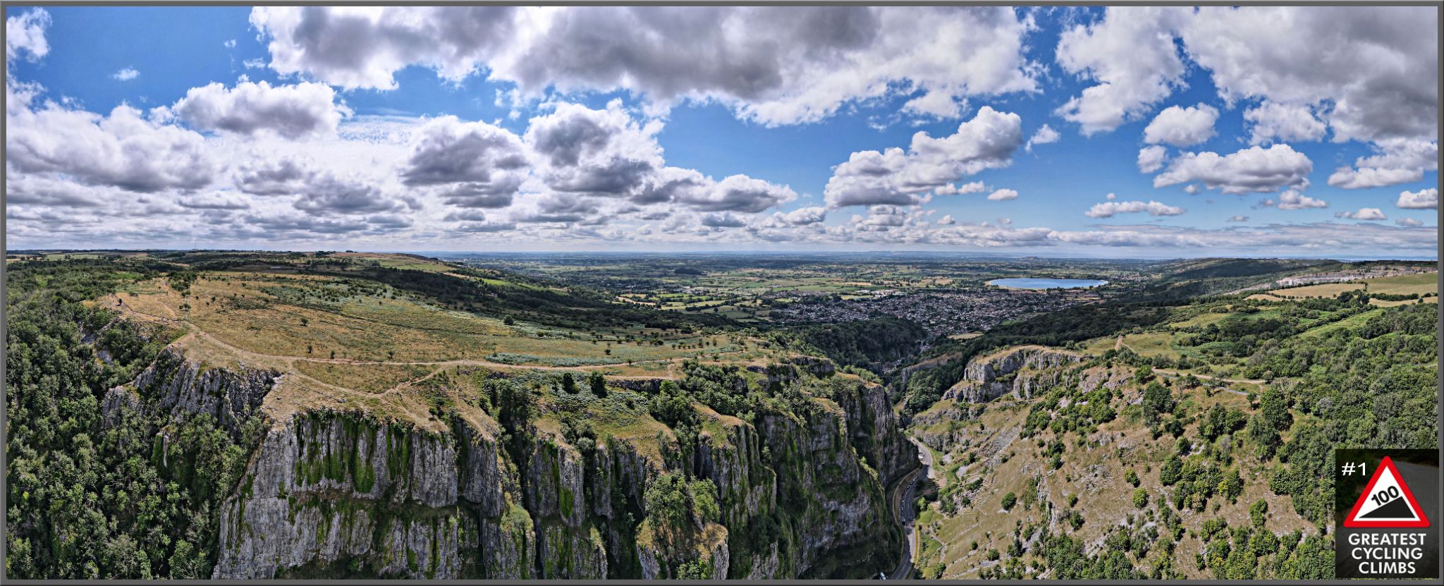panoramic view of limestone rock faces at Cheddar Gorge