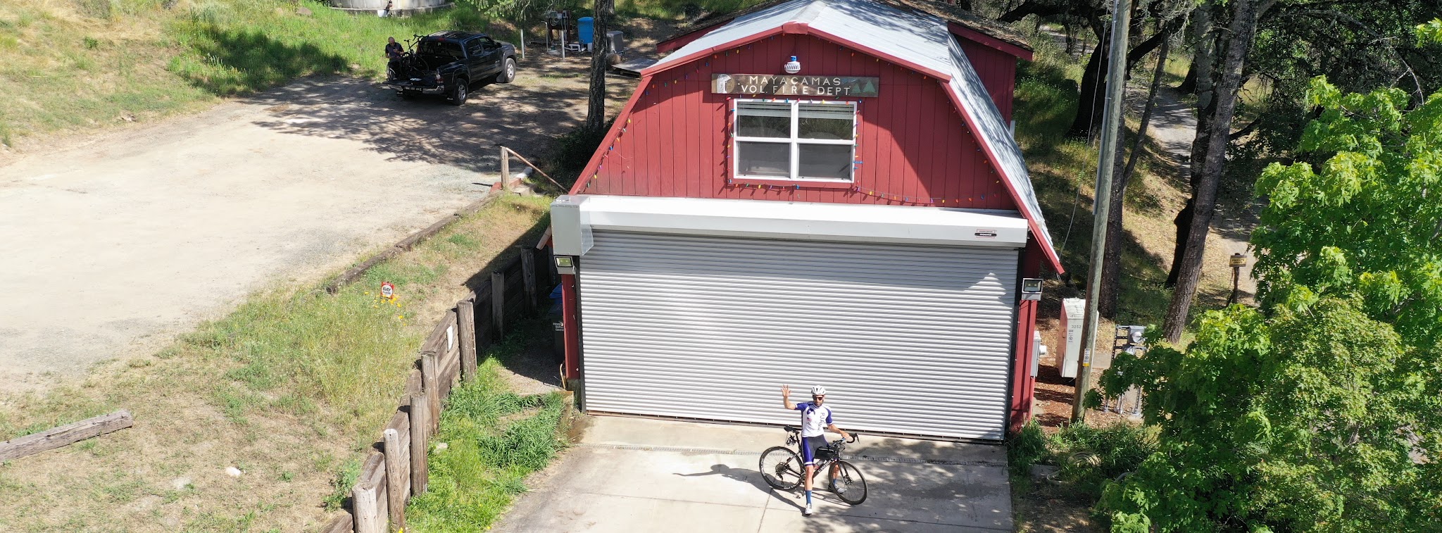 Cycling Sonoma County - Trinity Road Cycling Sonoma County - Trinity Road - pjamm cyclist at finish - fire station