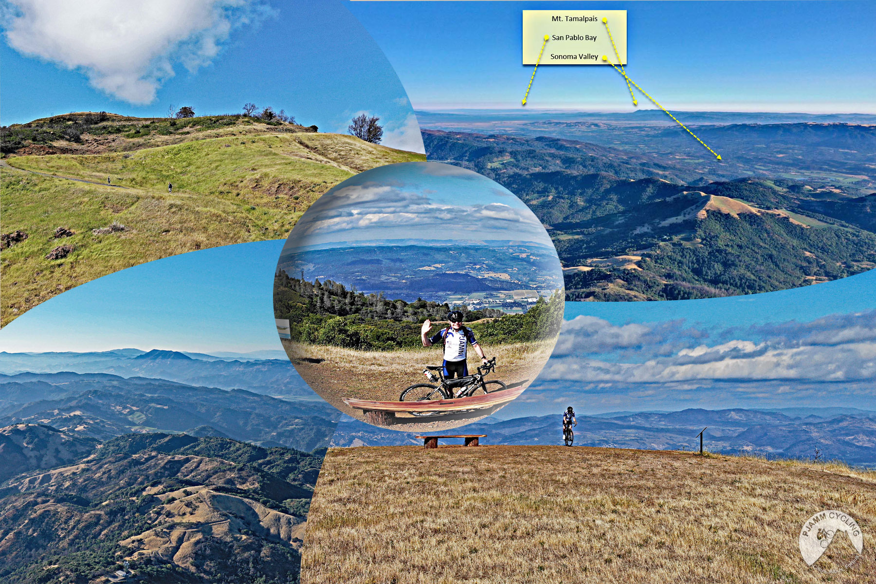 Bald Mountain cycling bald mountain Sonoma County; cyclist at top; bicycle;