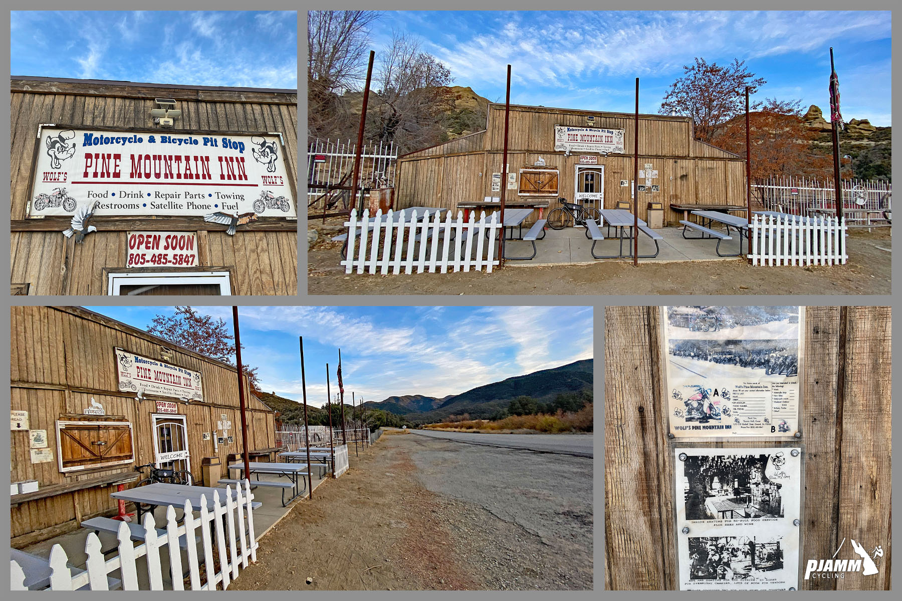 Cycling Highway 33 to Pine Creek Summit  - outside and seating area at Pine Mountain Inn