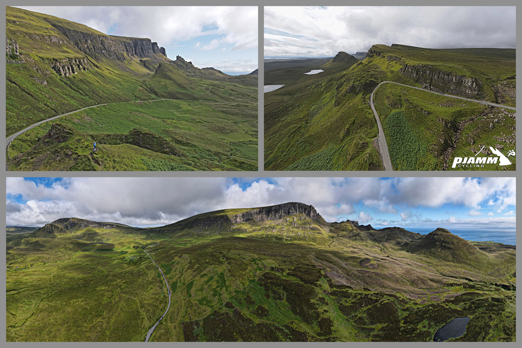 panoramic views of green pasturelands and hillsides with rock formations, including "The Table"