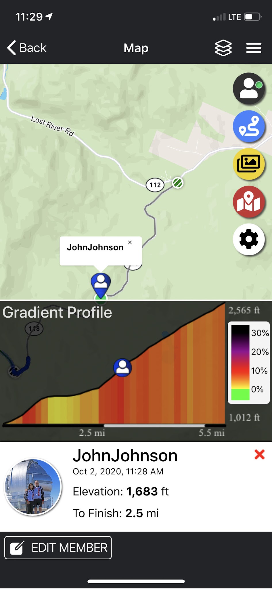 Cycling Route 118 South, New Hampshire  - PJAMM Adventure App shows climb grade and profile