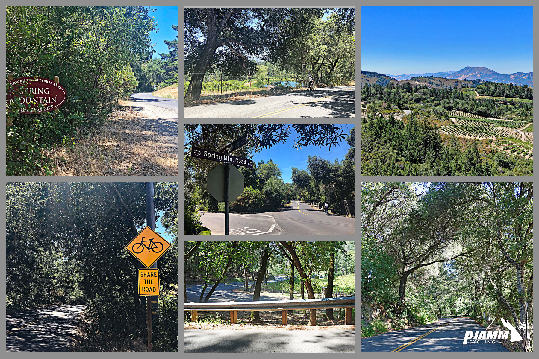 Bicycle climb Napa County - Spring Mountain Road - pond, vineyard, mountains
