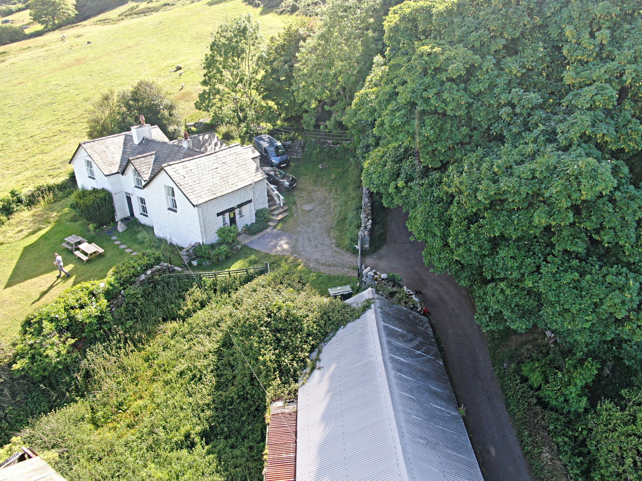 aerial drone view of the Rowen Youth Hostel at climb finish