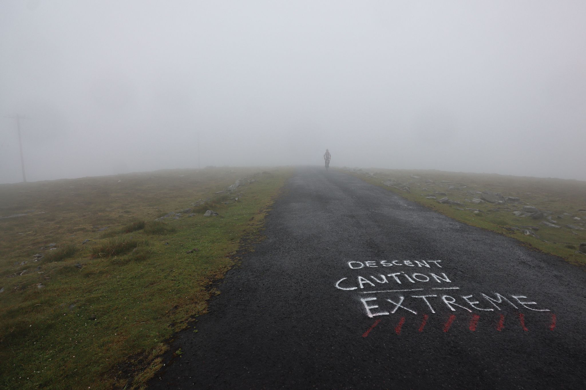 climb finish on a foggy day