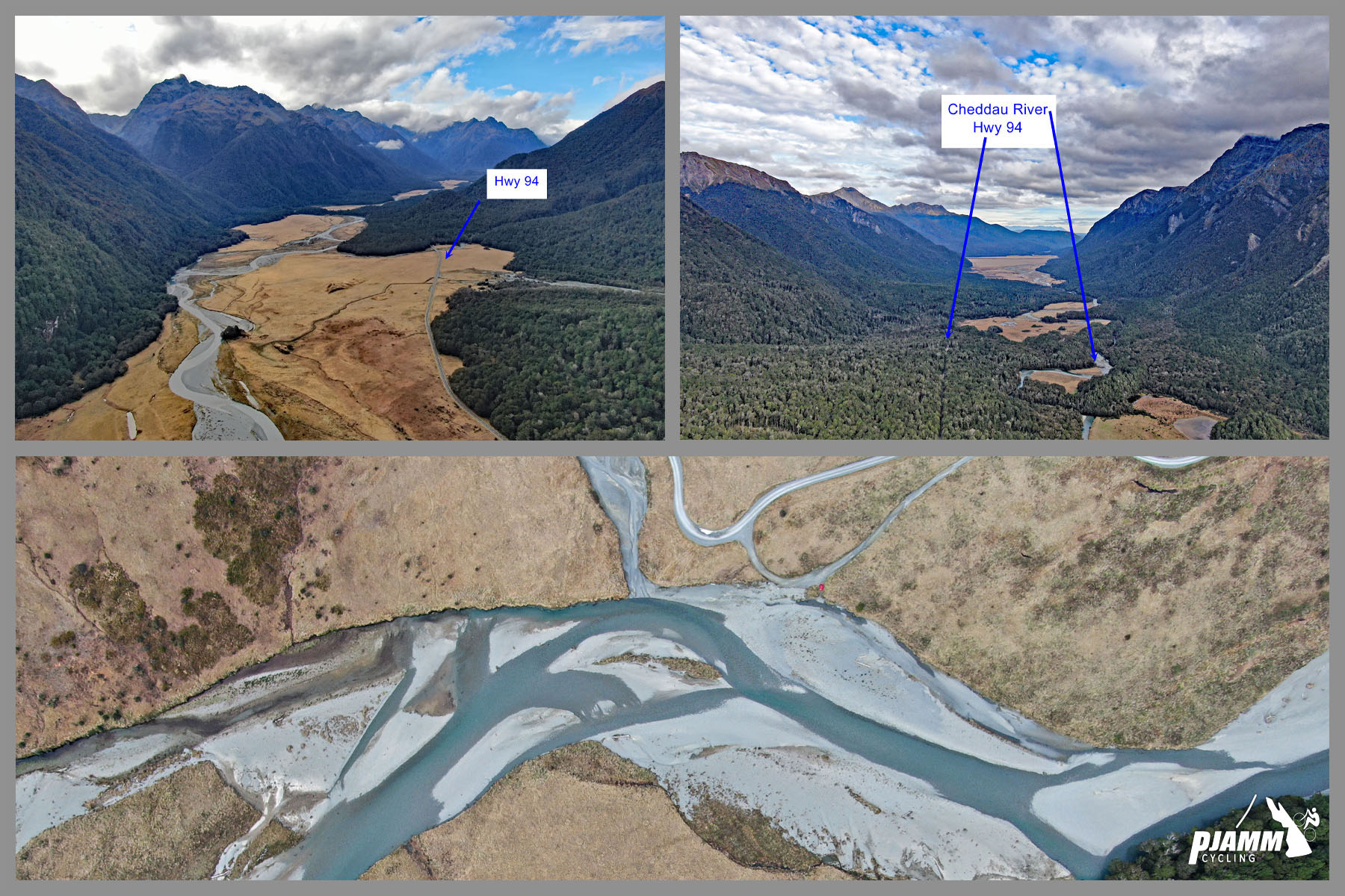 aerial drone views of Highway 94 and Cleddau River