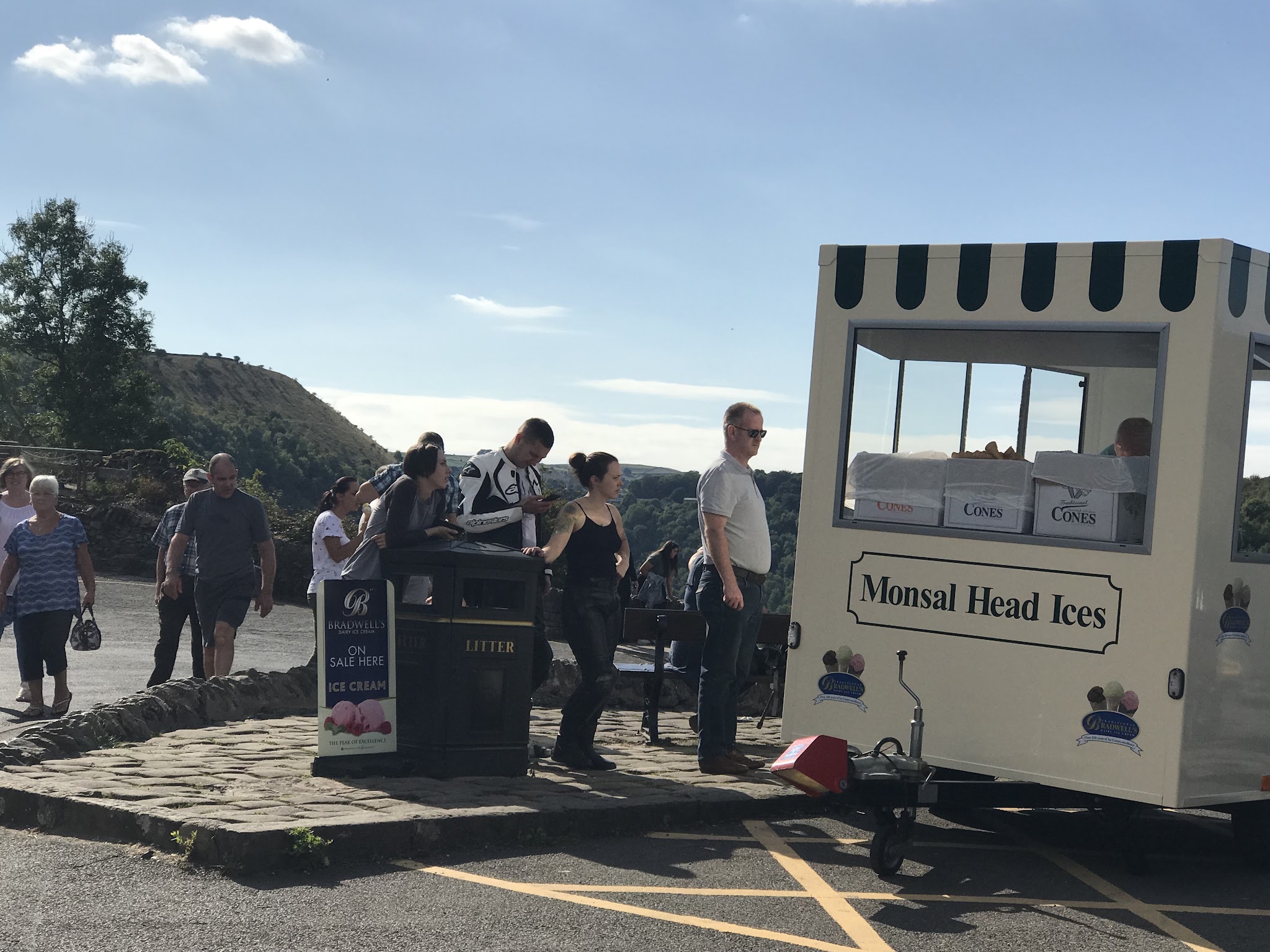 Climbing by bike Monsal Head #30 100 Greatest Cycling Climbs, Britain - ice cream truck at top of climb