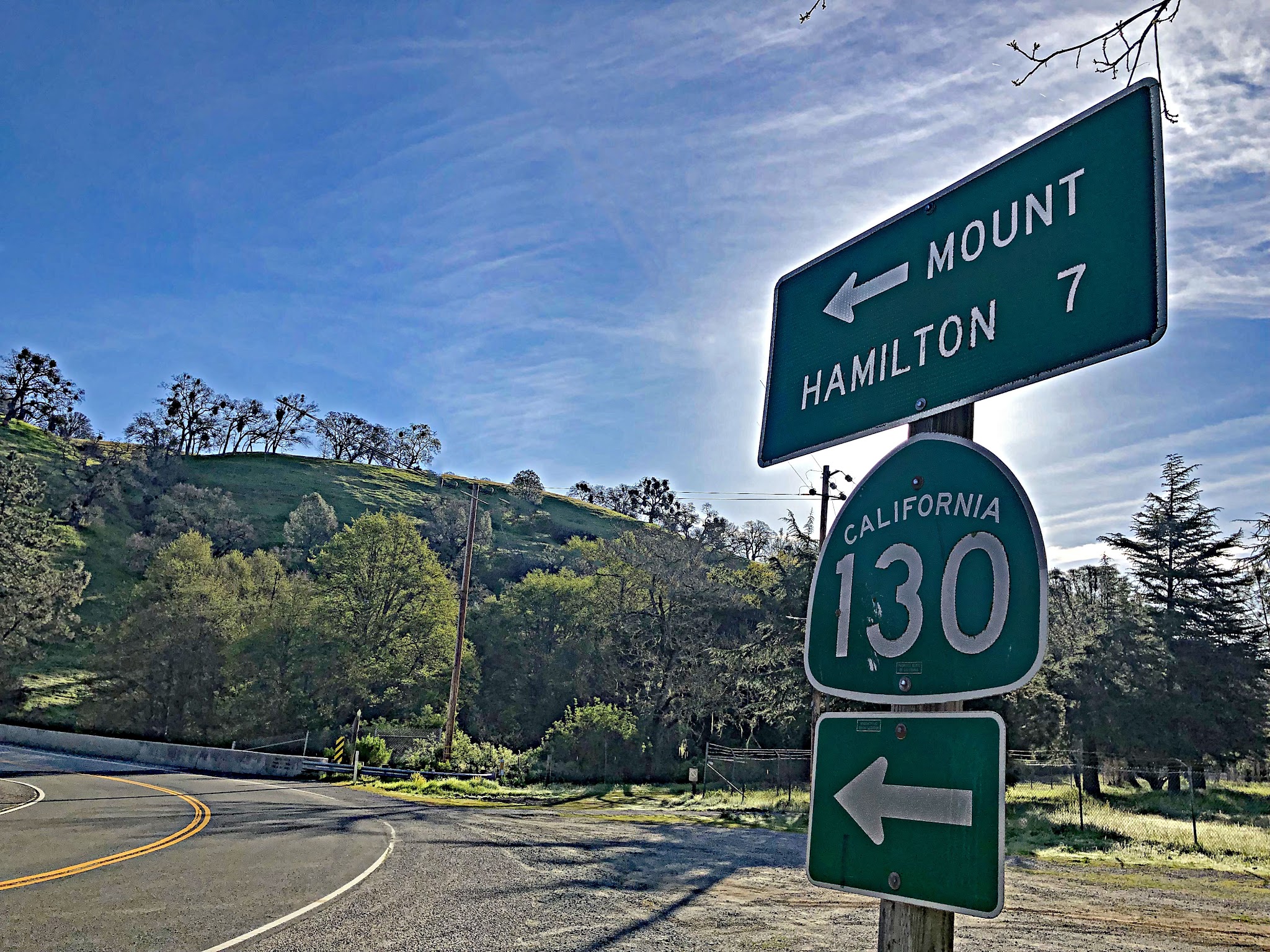 Mt. Hamilton Bike climb Mt. Hamilton West - start of second climb - Hwy 130 road sign