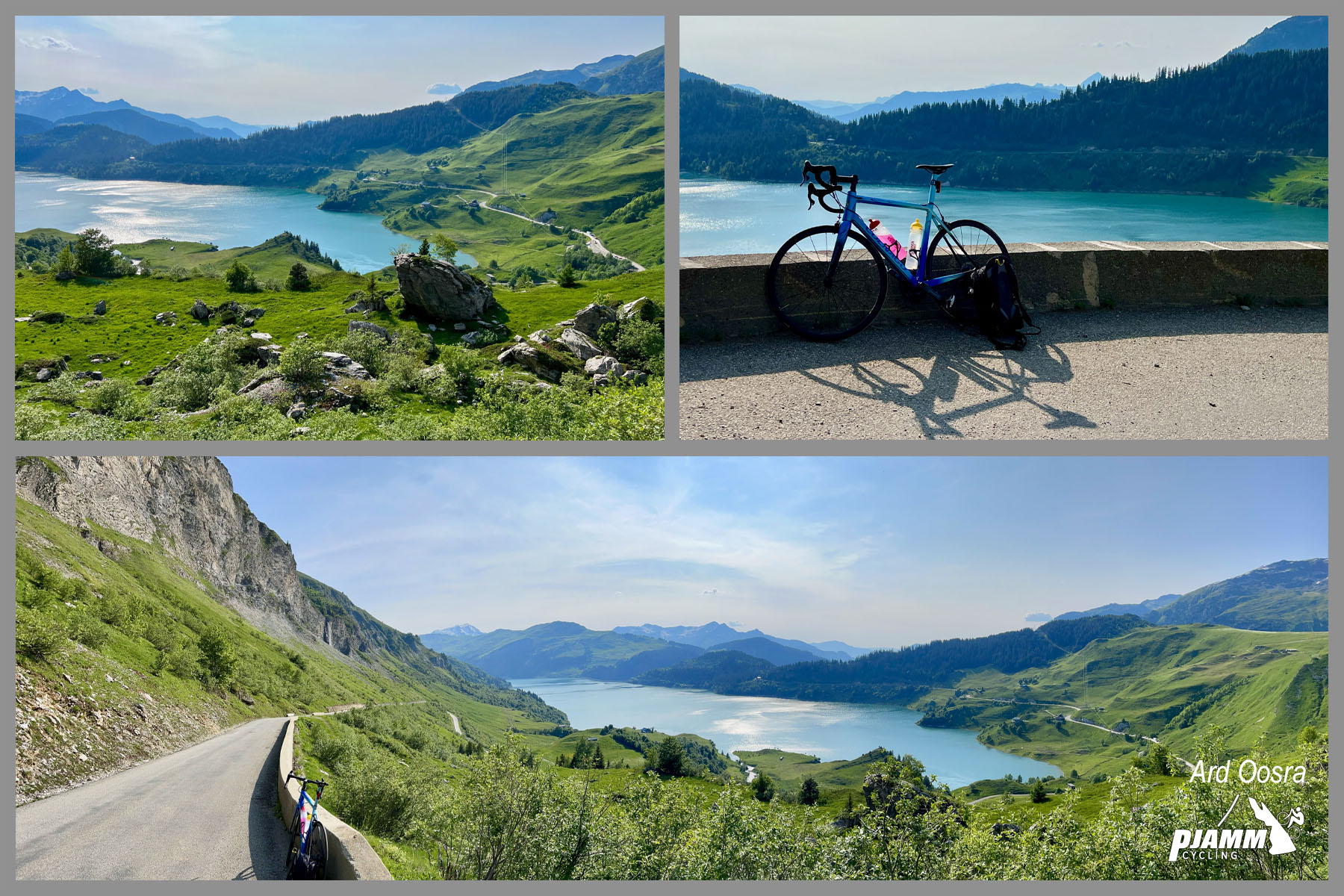 photo collage shows turquoise waters of Lake Roseland