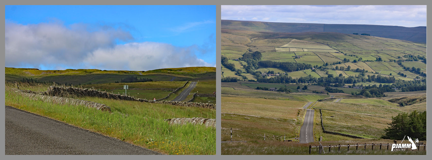 views of green pasturelands along the climb