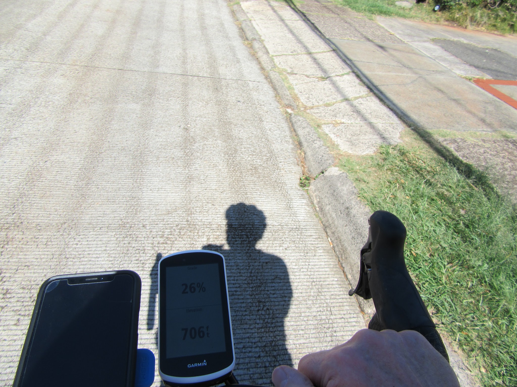 Biking Wilhelmina Rise, garmin showing 26% grade