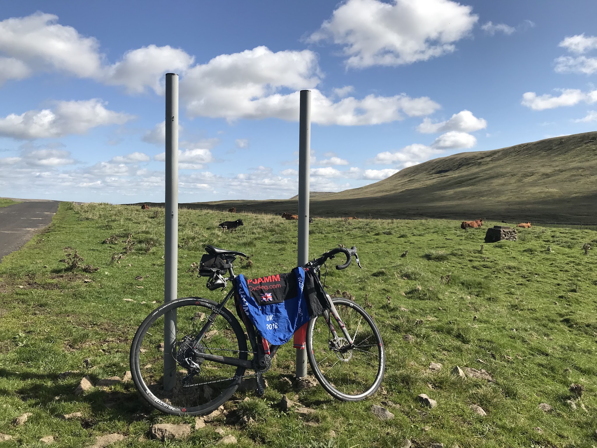 Biking Park Rash - Simon Warren #45 Greatest Cycling Challenge, Britain  - bike leaning against post at top of climb