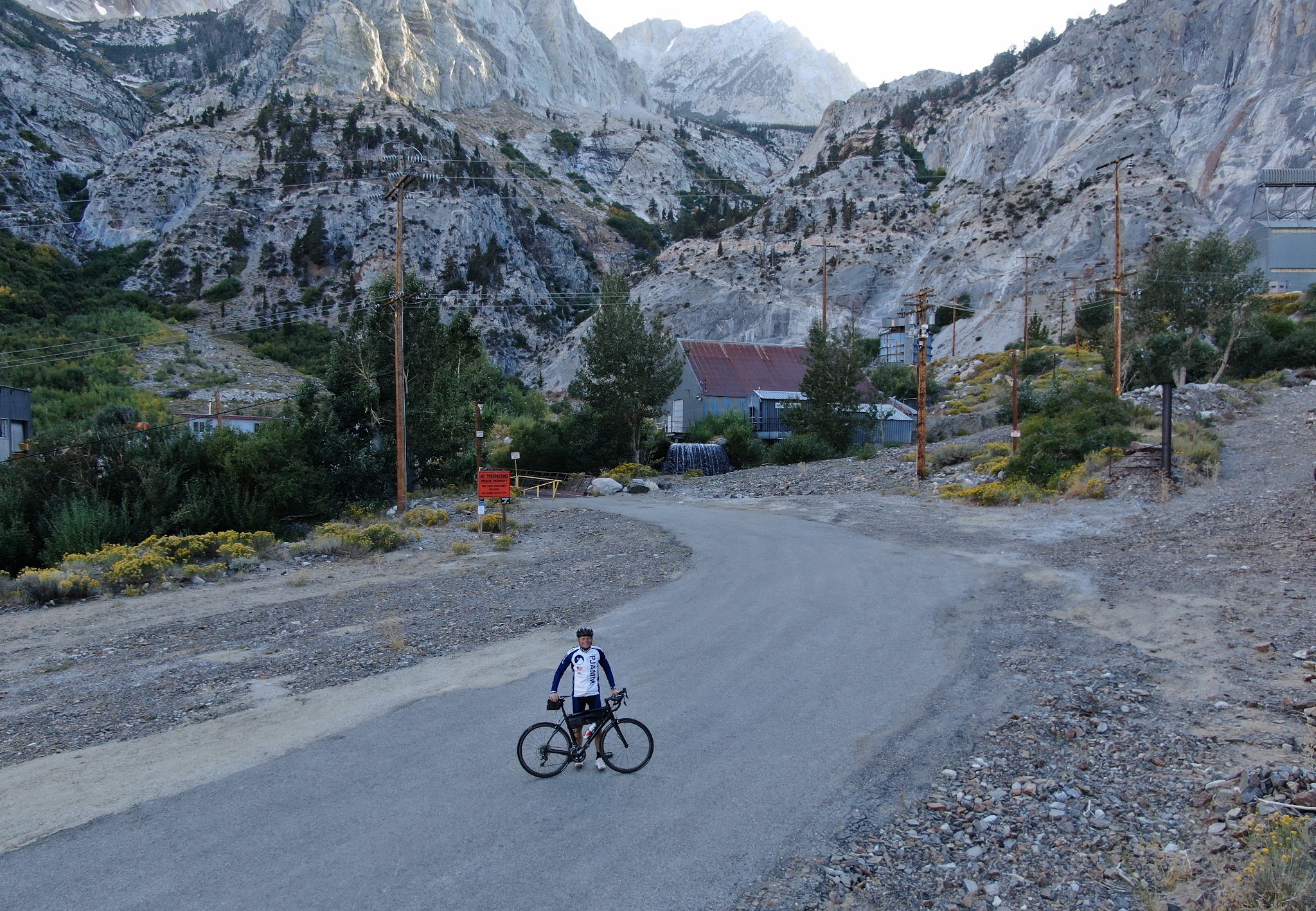 Bicycling Pine Creek Road , Owens Valley - abandoned mine at end of road