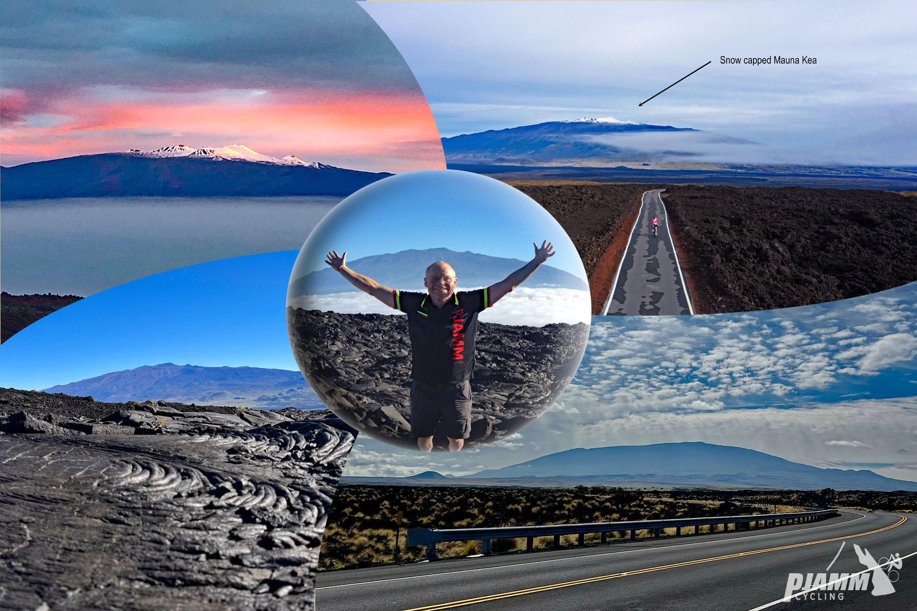 photo collage shows Mauna Kea as seen from Waikoloa Road and Mauna Kea