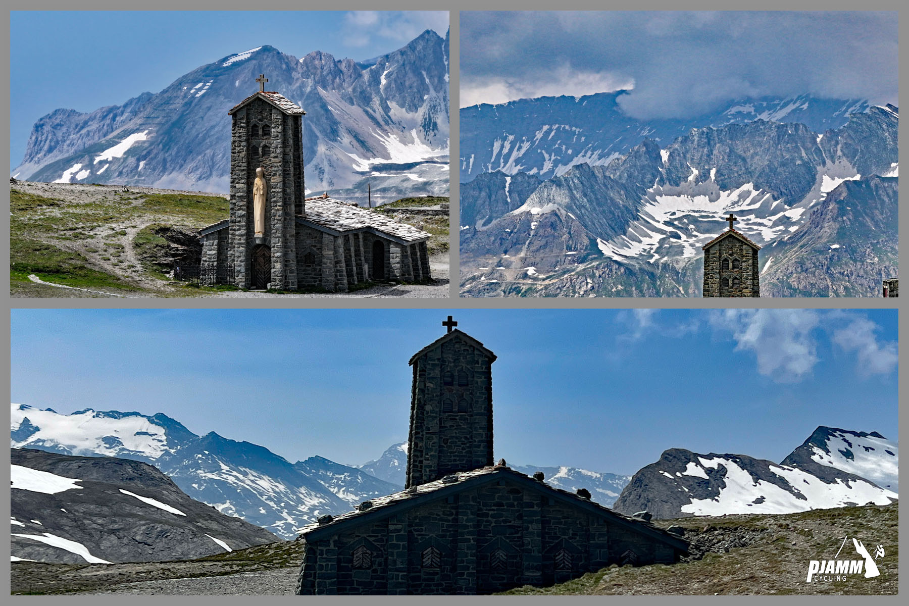 Cycling Col de L'Iseran: views of Chapel Notre-Dame de Toute Prudence