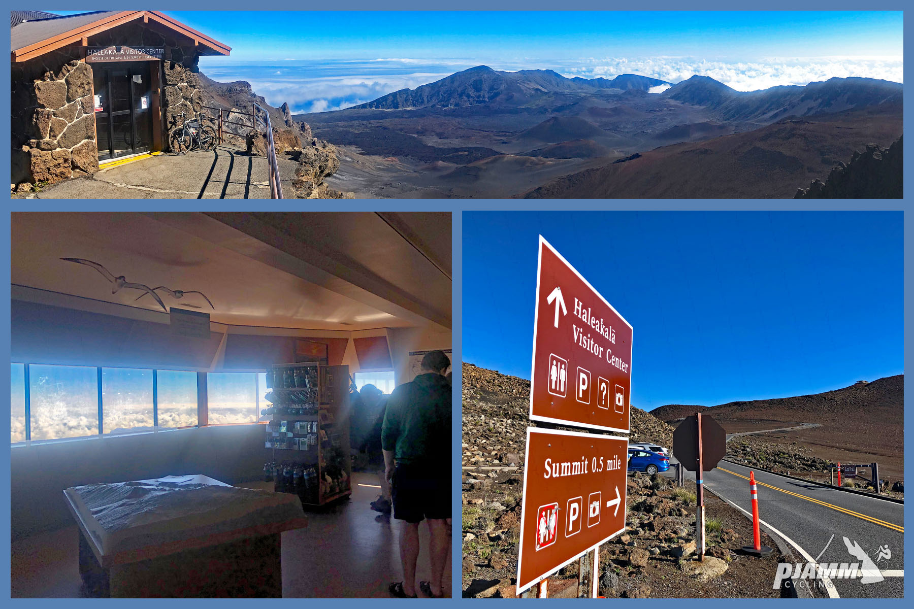 Bicycling Haleakala Volcano  - road sign to summit or observatories