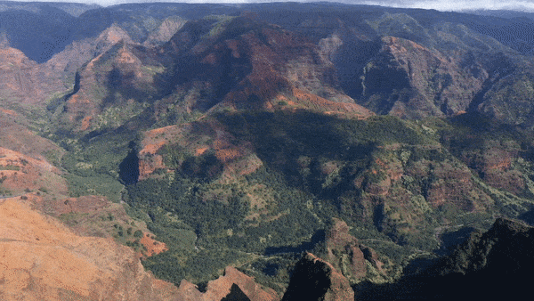 aerial drone video of Waimea Canyon