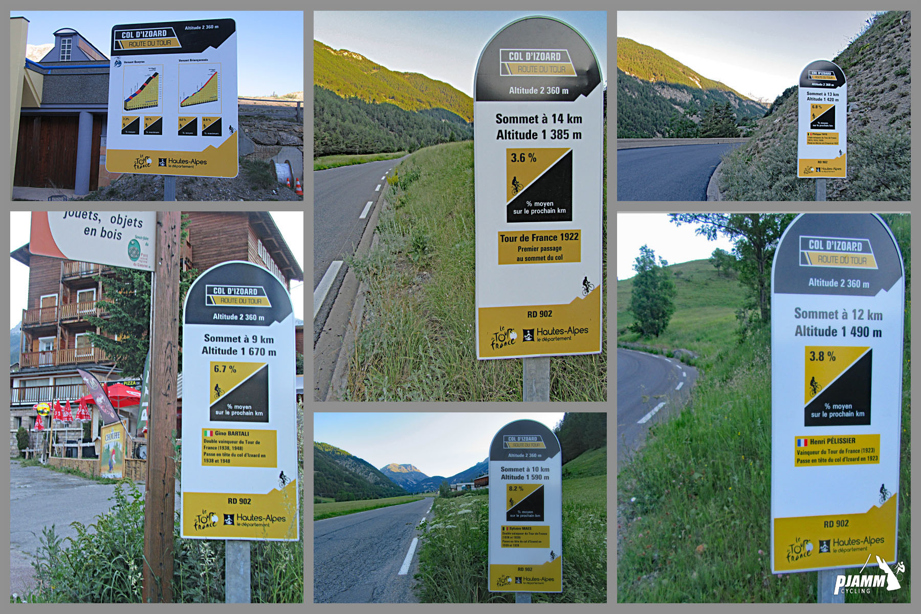 yellow and white km markers along the route