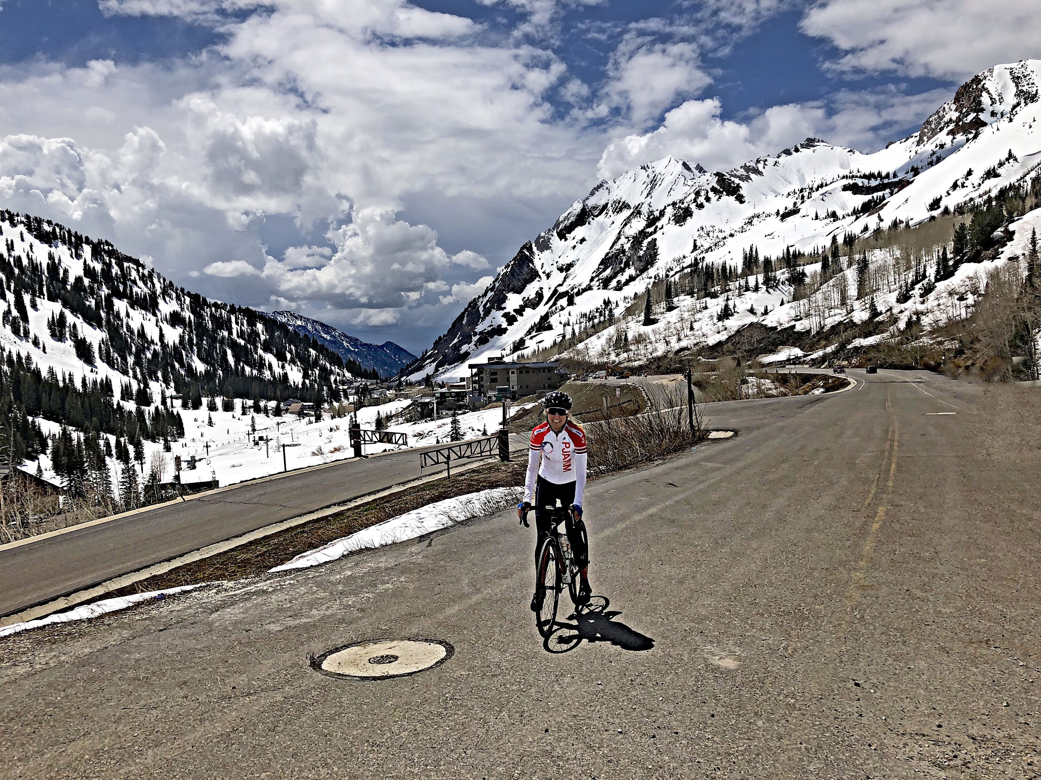 Ski run sign at the finish of the Little Cottonwood Canyon bicycle ride.