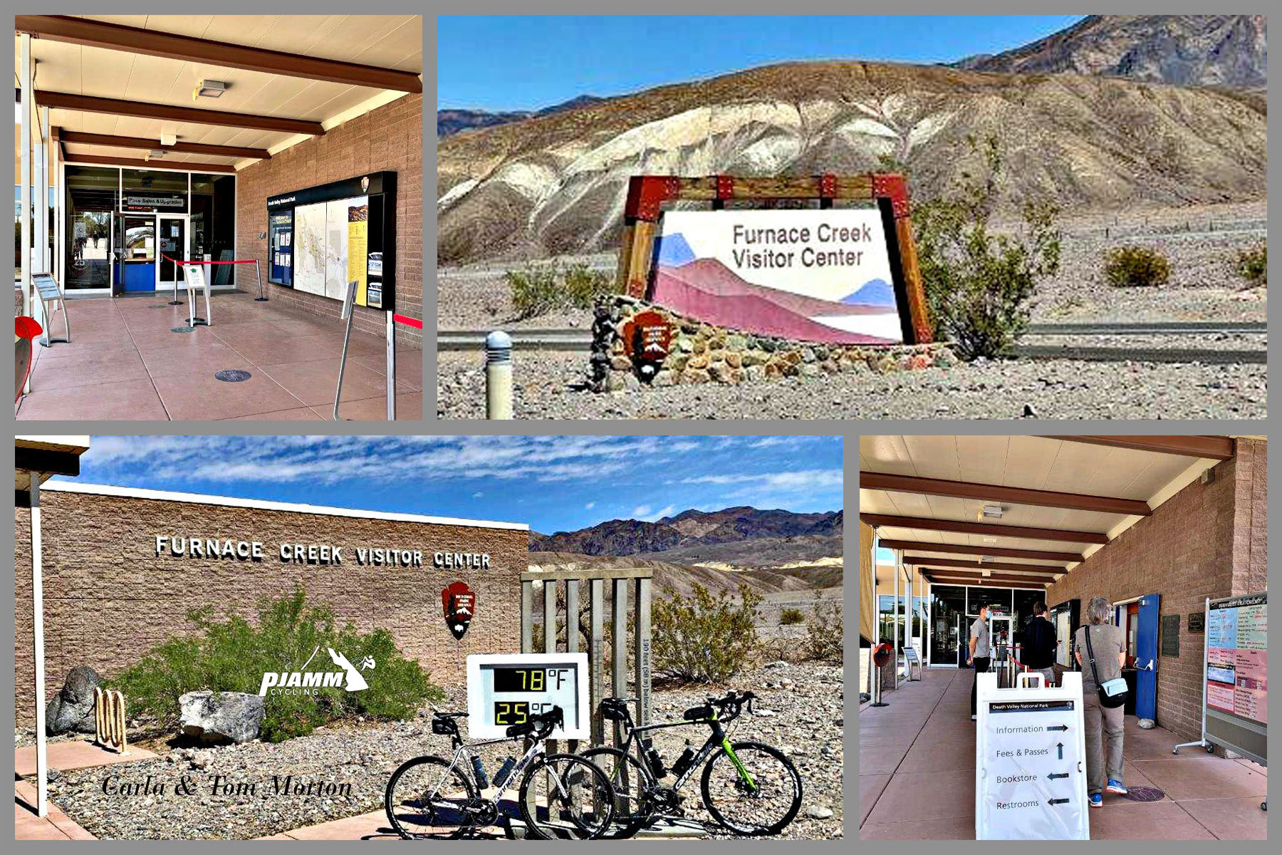 Cycling Death Valley National Park, California Cycling Death Valley National Park, California - views of Furnace Creek Visitor Center, including famous Death Valley National Park thermometer