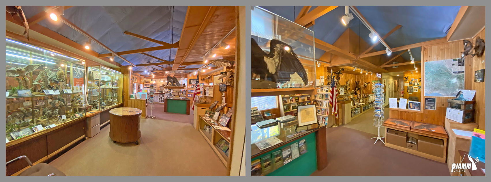 Cycling Highway 33 to Pine Creek Summit - inside of Wheeler Gorge visitor's center