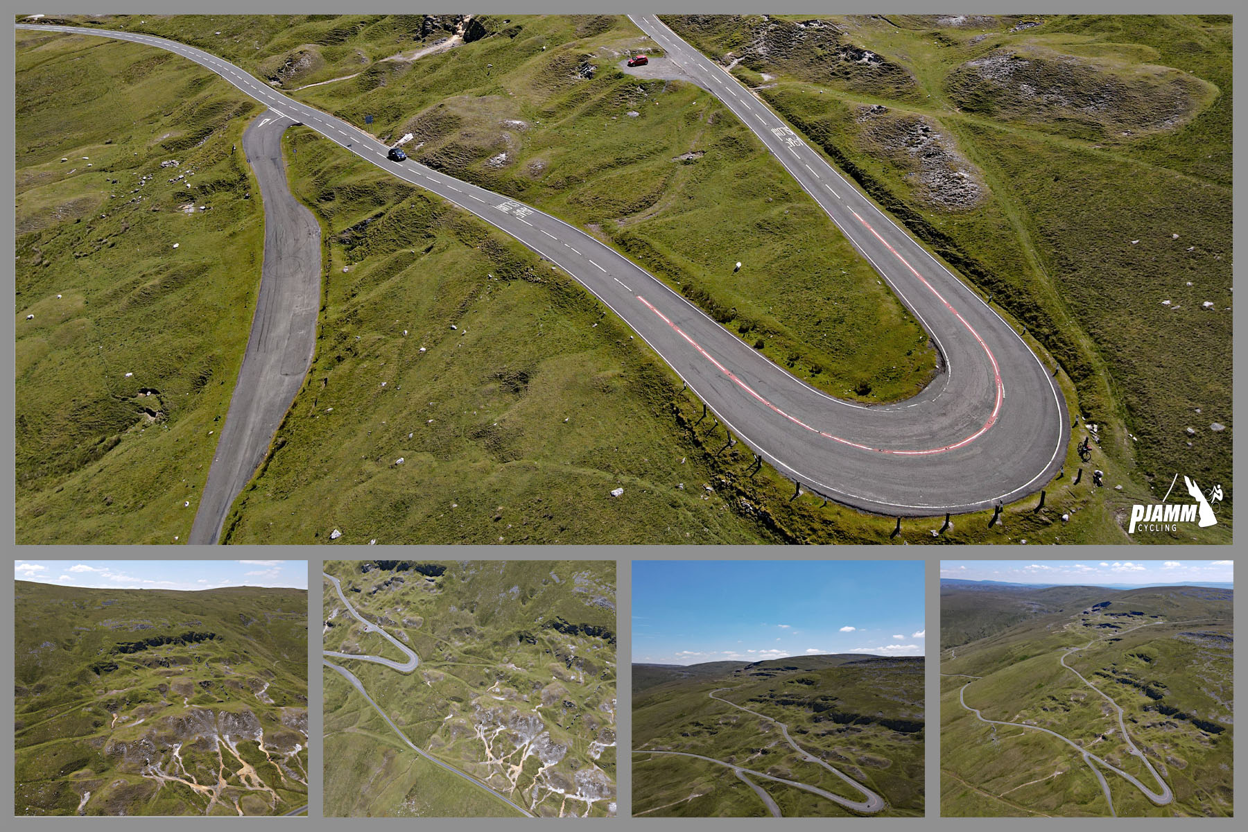 aerial drone views show giant hairpin and mile three