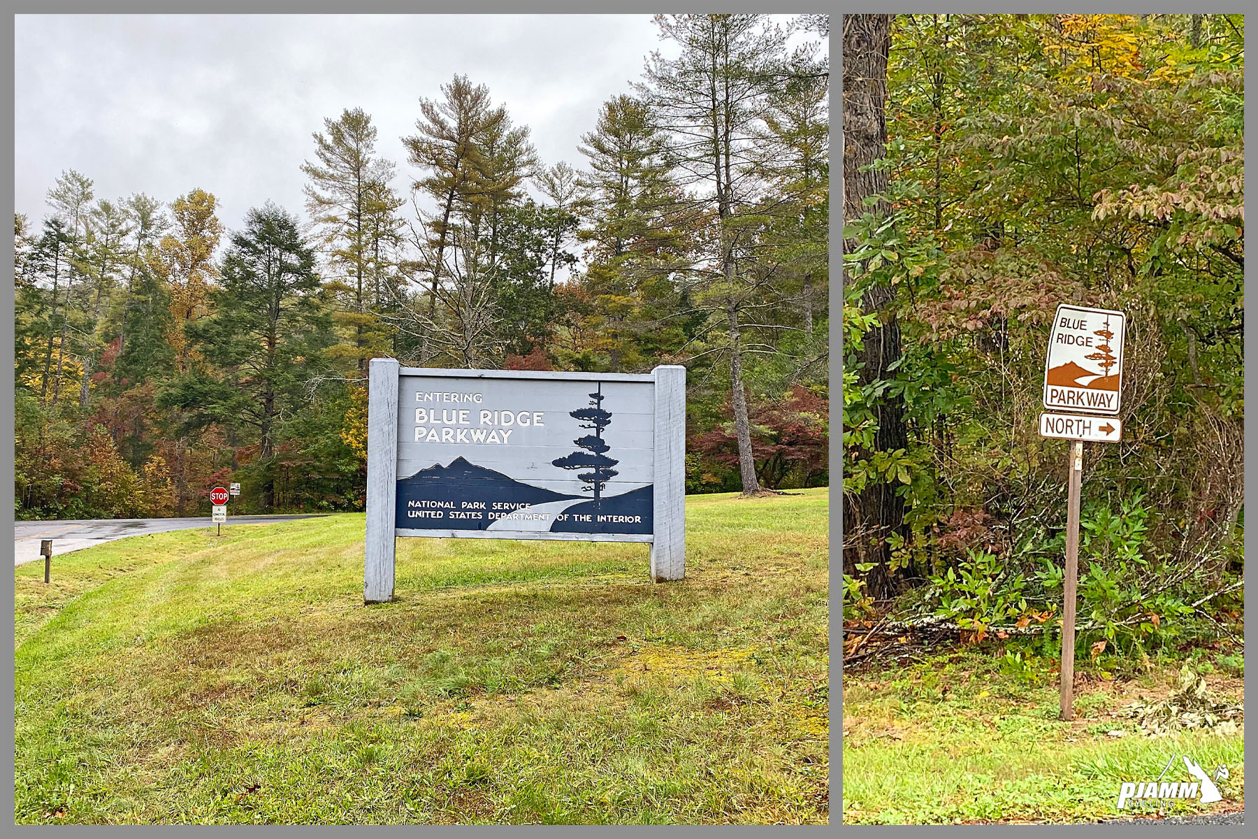 Cycling Thunder Ridge, Blue Ridge Parkway, Virginia - signs for Blue Ridge Parkway