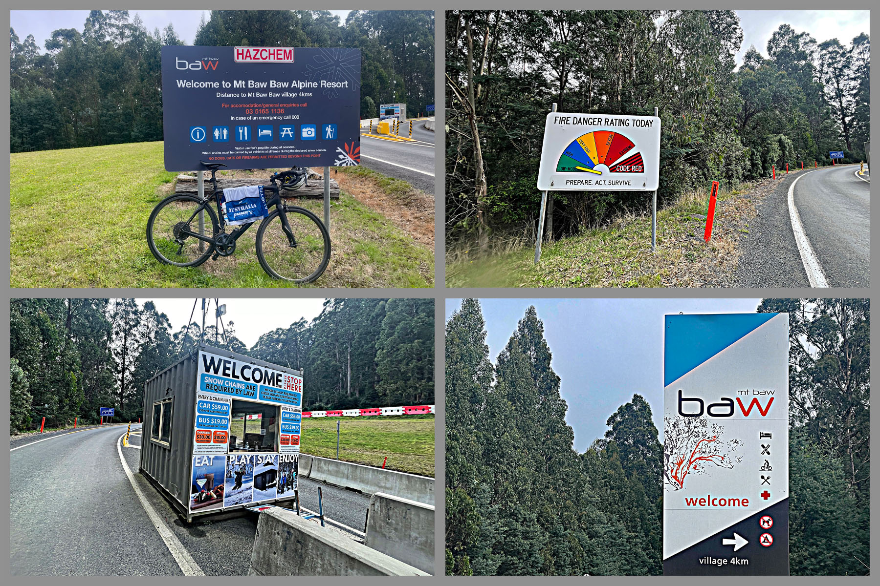 signs for Baw Baw Ski Resort