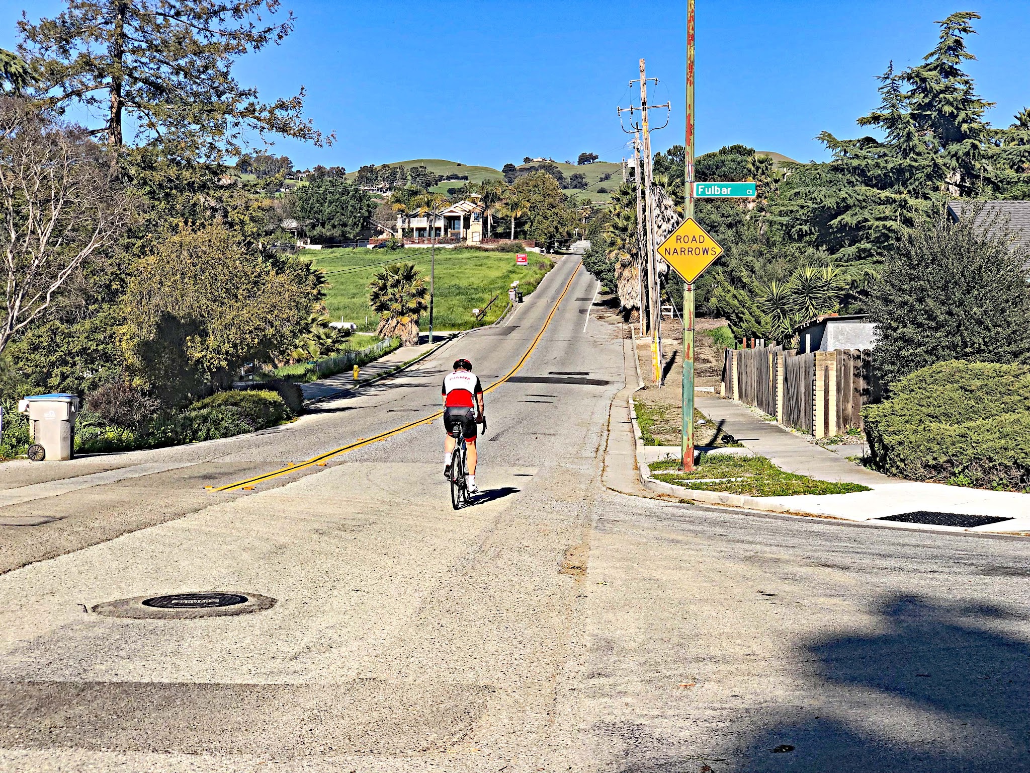 Sierra Road - start Riding bike up Sierra Road - view of start and road - PJAMM Cycling cyclist on bike