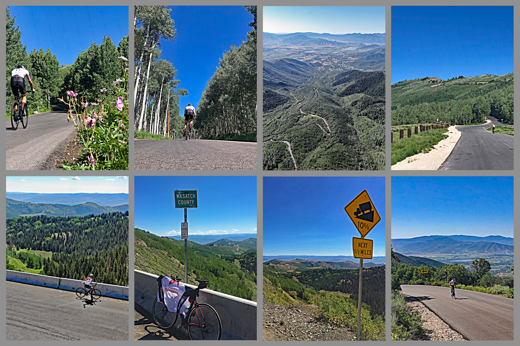 photo collage, views along Guardsman Pass cycling climb