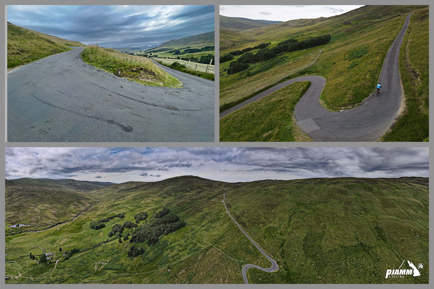 aerial drone view of hairpin turn