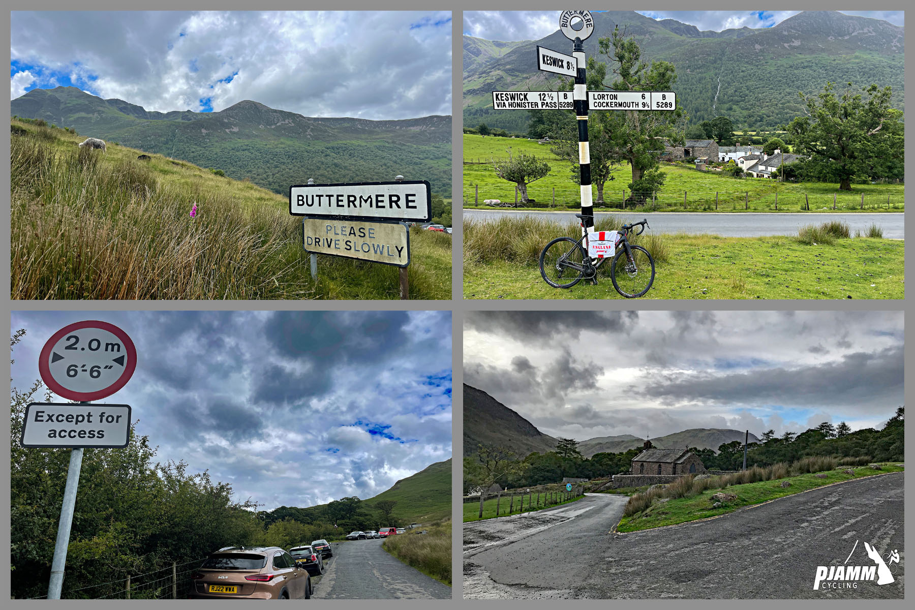photo collage shows street signs for Buttermere and Keswick