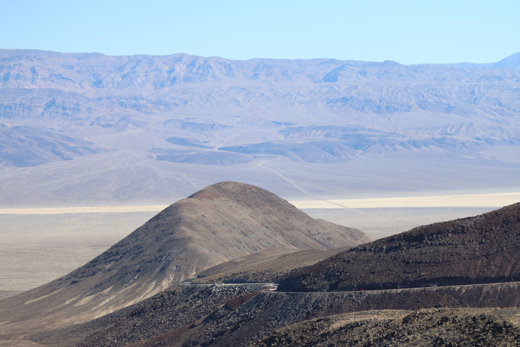 Panamint Grade - road and Towne Pass across valley