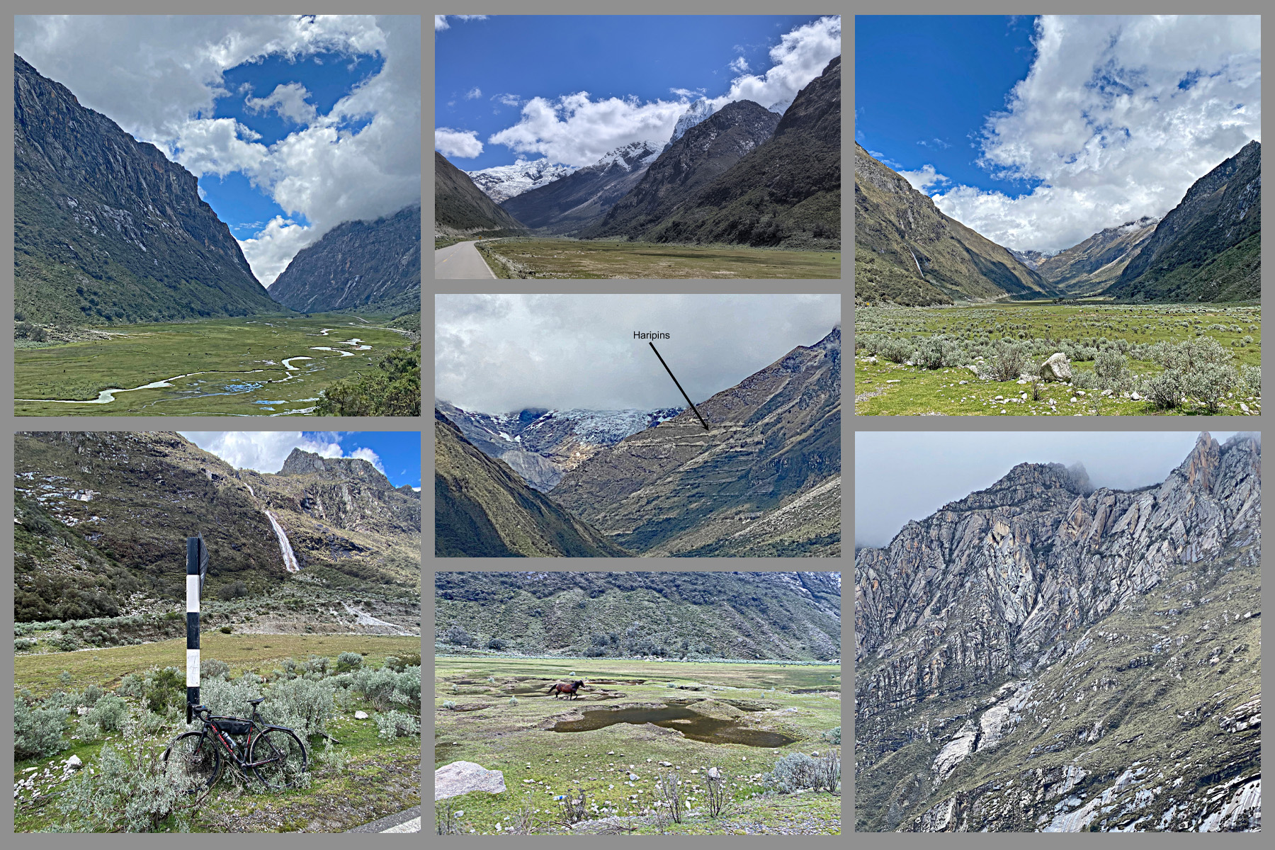 Photo collage shows views of the green Ulta Valley, surrounded by tall mountain faces, blue sky and white clouds