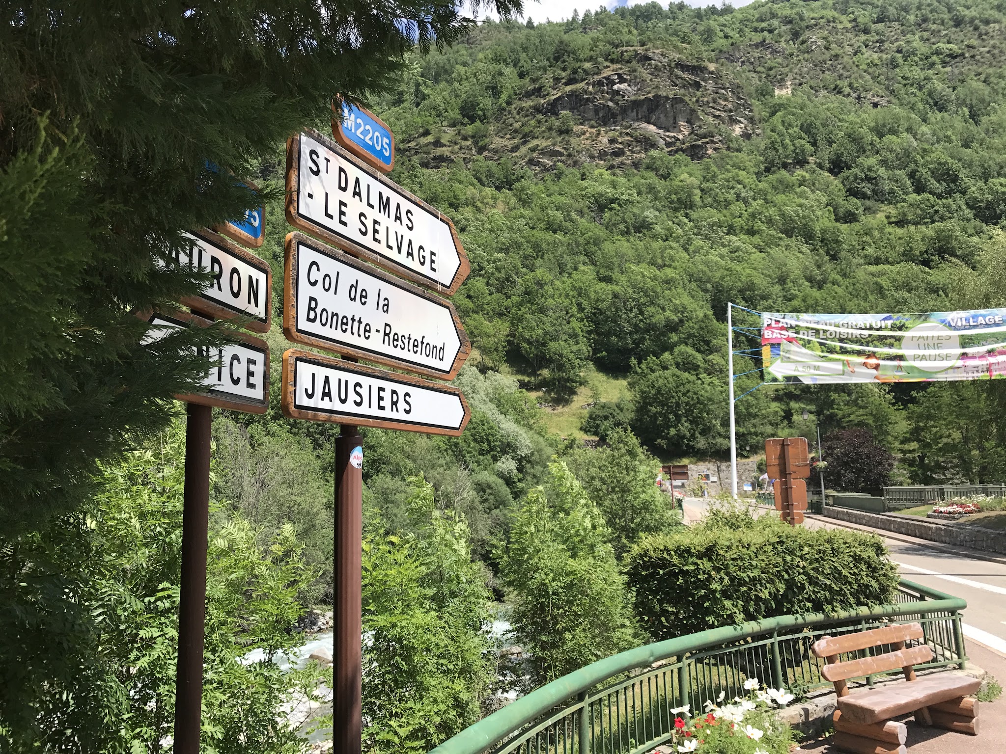 Cycling Cime Bonette from Jausiers, France - road sign for Bonette from Saint Etienne